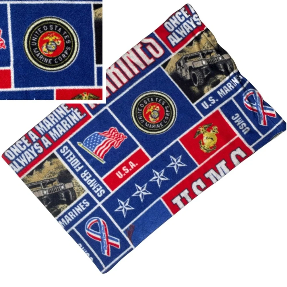 USMC Marine Corps Fleece Pillowcase Marines Flag Military Tank Standard Pillow